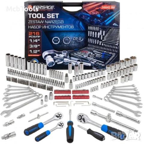 Комплект гедоре 216 части 1/4″, 3/8″ и 1/2″ FORSAGE, снимка 2 - Гедорета - 52881279