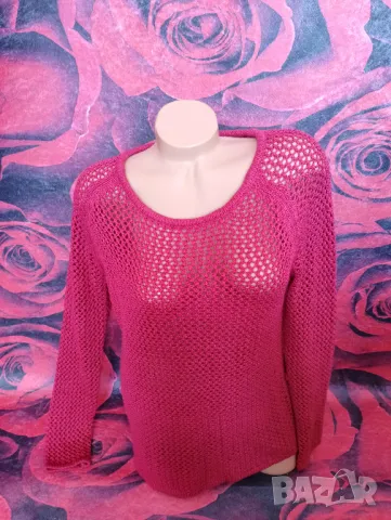 Малиново червена блуза Плетиво Л, снимка 3 - Блузи с дълъг ръкав и пуловери - 49410926