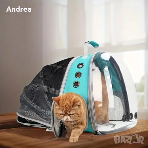 Разтегателна прозрачна раница за транспортиране на котки, снимка 1