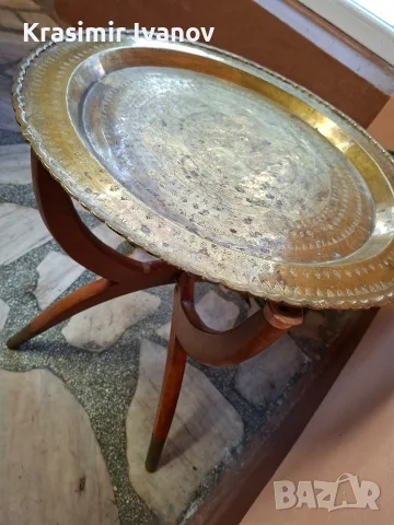 месингов поднос маса, снимка 2 - Антикварни и старинни предмети - 56060074