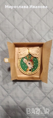 Коледни играчки за елха- ръчно бродирани, снимка 9 - Декорация за дома - 52527287