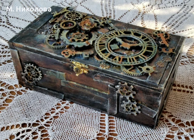 Ръчно декорирана кутия в стил стиймпънк , снимка 3 - Други - 50777038