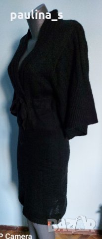 Ефектна черна рокля тип туника с прилеп ръкав "Object" / вълна / унисайз, снимка 11 - Рокли - 16790475