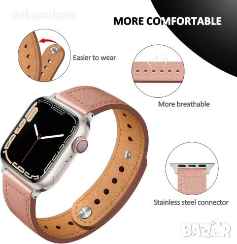 НОВA! Кожена каишка за Apple Watch (38–49 мм), снимка 4 - Друга електроника - 52809802