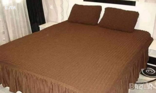 Еластични калъфи за спалня с 2бр декоративни калъфки , снимка 8 - Покривки за легло - 33854904