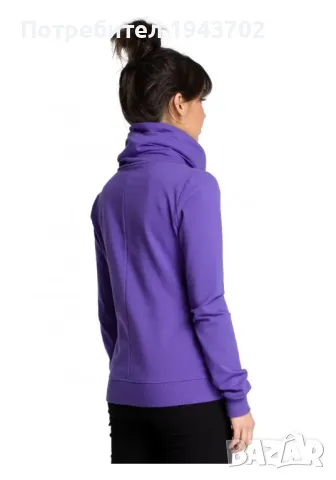 Суичър с асиметричен цип в лилав цвят B071 BE, снимка 2 - Суичъри - 47751774