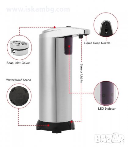 ДОЗАТОР ЗА ТЕЧЕН САПУН С ДАТЧИК ИНОКСОВ - код 1803, снимка 14 - Други - 33980093