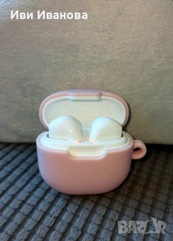 Безжични bluetooth слушалки с розов калъф