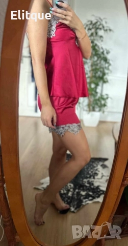 Дамски сатениран комплект за спане от 5 части , снимка 4 - Нощници - 52795399