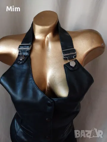 Черен кожен елек , снимка 2 - Корсети, бюстиета, топове - 50158176