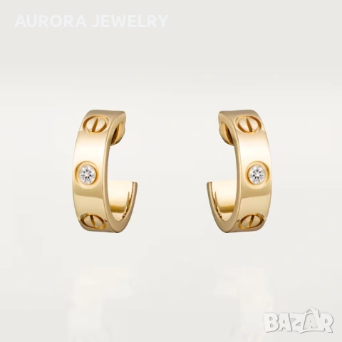CARTIER Love Gold Hoop 2 Diamonds Дамски Обеци, снимка 10 - Обеци - 53029519