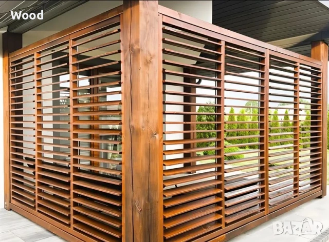 Жалюзи, ламелно ограждение за тераса, ограда, балкон и прегради 120×60 см – комплект – съвременна за