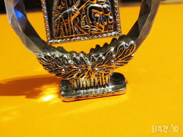 старинна малка сребърна икона Дева Мария, Богородица с младенеца - 6 х 5,5 см, снимка 4 - Икони - 36358202