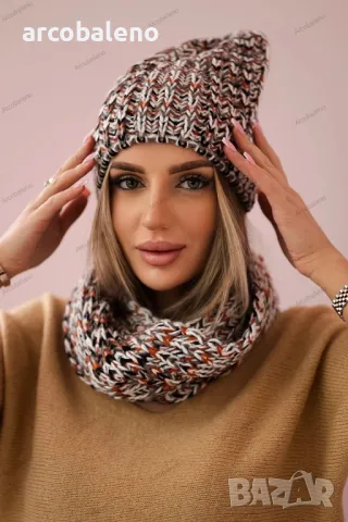 Дамски зимен комплект шапка и шал с полар Merry, 7цвята , снимка 6 - Шапки - 48320369