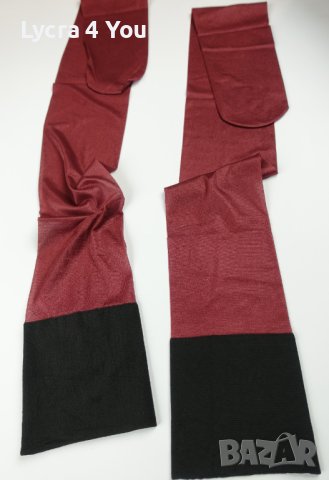 L нови винено червени чорапи с ликра и черна лента, снимка 7 - Бельо - 44340441