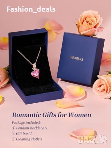 Нов Романтичен Медальон с Роза Сърцевиден Кристал - 18К Розово Злато Жени Подарък, снимка 7 - Колиета, медальони, синджири - 42742232