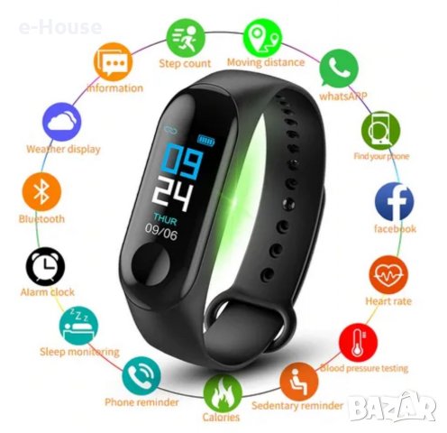 Смарт гривна М6 , с Bluetooth , измерва крачки , калории , пулс 
