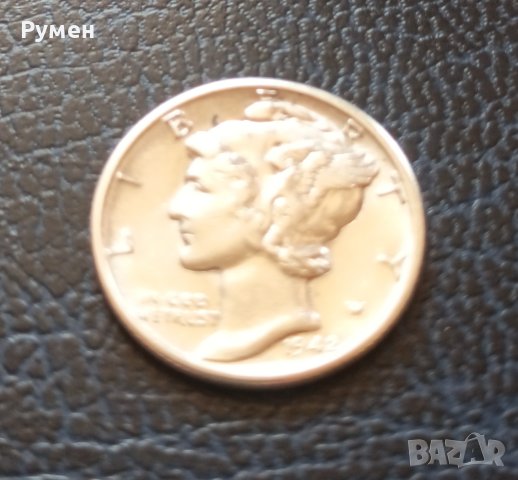 One dime 1942-D-USA.Сребро!, снимка 3 - Нумизматика и бонистика - 41910642