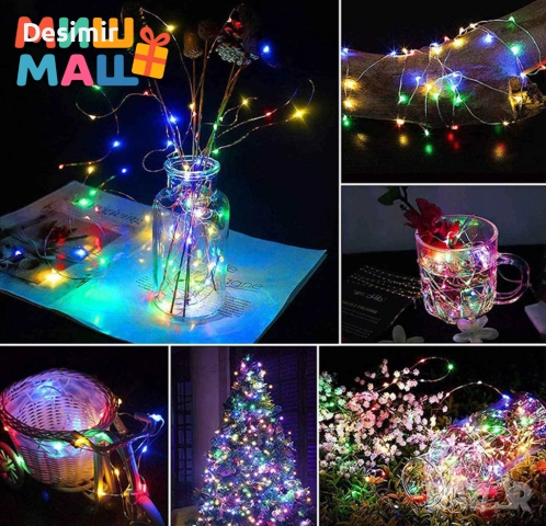 LED гирлянди на батерии 4 бр. х 5 метра – 200 цветни светодиода, снимка 4 - Декорация за дома - 52687168