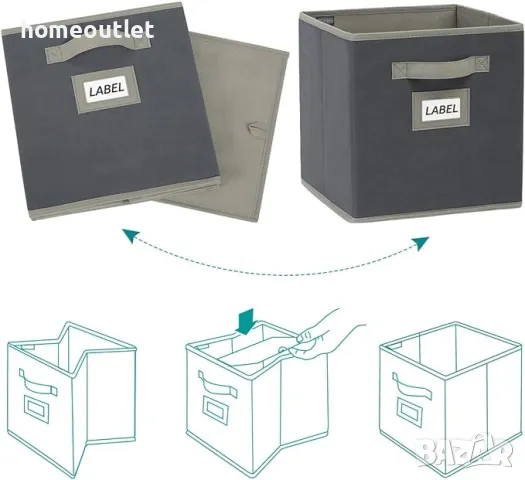 Кутии за съхранение 28x28x28 - Комплект от 6 платнени сгъваеми кутии, снимка 5 - Други - 47607623