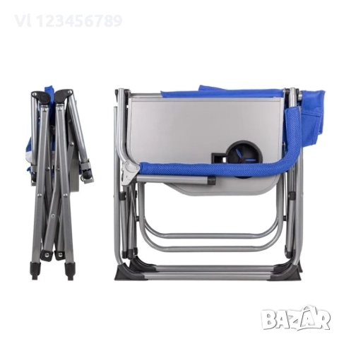 Сгъваем стол за къмпинг, метална конструкция, с поставка за чаша, 46 x 50 x 93 см, снимка 3 - Къмпинг мебели - 52147082