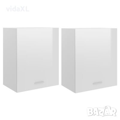 vidaXL Висящи шкафове, бял гланц, 2 бр, 50x31x60 см, ПДЧ(SKU:805083, снимка 1