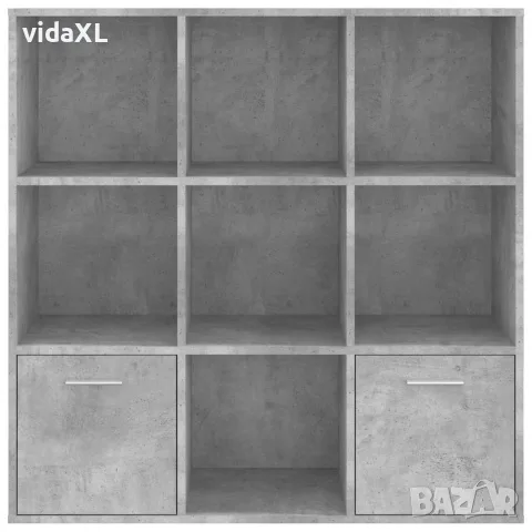 vidaXL Шкаф библиотека, бетонно сива, 98x30x98 см, инженерно дърво, снимка 6 - Етажерки - 56147710
