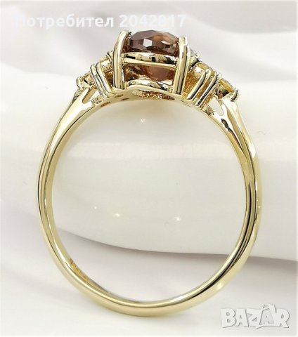 Диамантен Пръстен с натурален тъмно оранжев диамант 2,00 карата, снимка 2 - Пръстени - 41834809