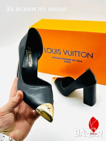 Louis Vuitton Дамски Обувки На Дебел Ток Със Златист Акцент На Бомбето-Различни Цветове Код SEM-347, снимка 3 - Дамски обувки на ток - 55808544