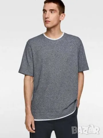 Мъжка тениска Zara, 51% памук, 49% полиестер, Сива, XL