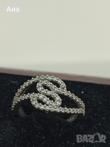 Красив сребърен пръстен обсипан с камъни ЖБ3, снимка 6 - Пръстени - 44697329