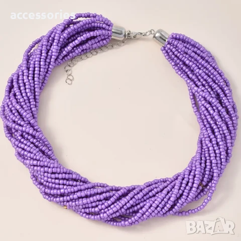Виолетови колиета, снимка 2 - Колиета, медальони, синджири - 51305710