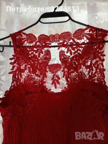 Елегантна червена официална рокля с дантела – перфектна за бал, сватба или повод, снимка 6 - Рокли - 52511456