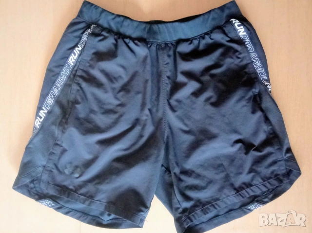 (L) Къси гащи UA Under Armour Run Running шорти за бягане черни 