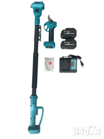 Комплект акумулаторна лозарска ножица с телескопичен прът 2 в 1 36V 8Ah KraftRoyal