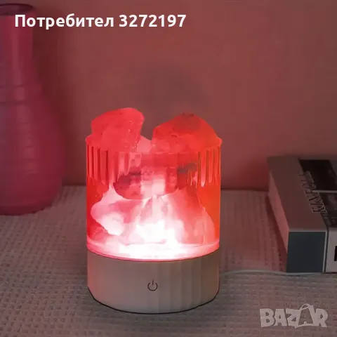 USB RGB настолна лампа с Хималайска Пушена Каменна Сол на Кристали, снимка 6 - Настолни лампи - 48233449