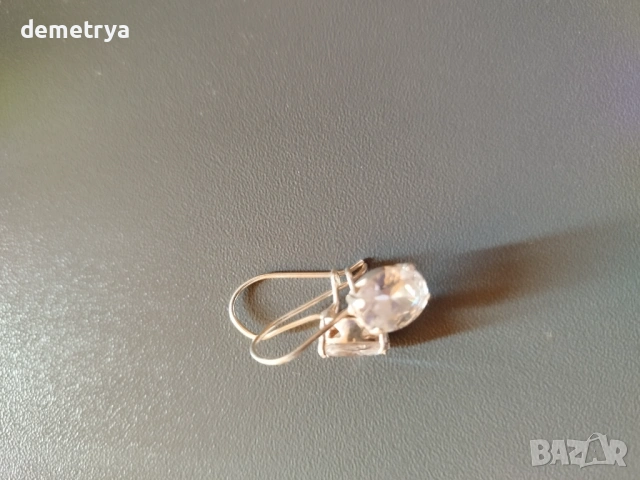 Сребърни обеци с цирконий , снимка 2 - Обеци - 53746450