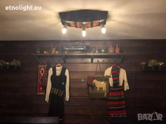 Полилеи от автентични рестарирани бъчви с ръчно изработени дървени чашки, снимка 10 - Полилеи - 48942453