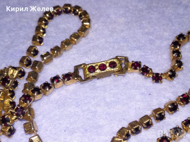 РАЗКОШНА СТАРИННА РЕТРО АРТ ДЕКО ПОЗЛАТЕНА БРОНЗОВА СКЪПОЦЕННА ОГЪРЛИЦА с КАМЪНИ ГРАНАТ 38656, снимка 13 - Антикварни и старинни предмети - 41622915