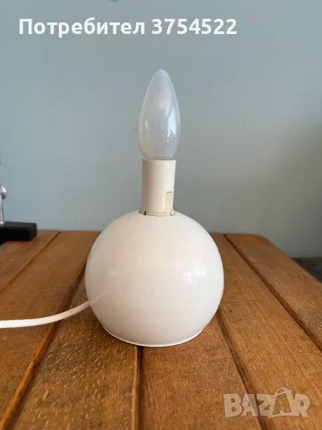 Лампа от средата на века, бял метал, кръгла, ретро IKEA, снимка 4 - Настолни лампи - 49616119