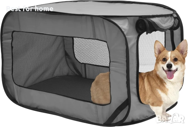 Сгъваема клетка за кучета с чанта за съхранение
