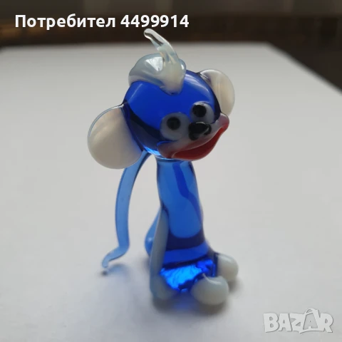 Синя стъклена статуя на маймуна, снимка 4 - Колекции - 50964416