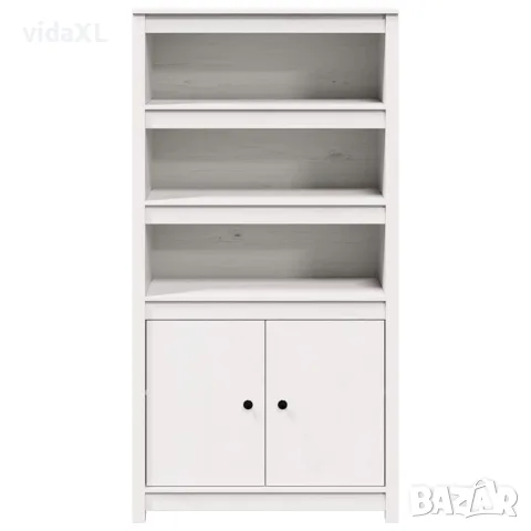 vidaXL Висок шкаф, бял, 80x35x154 см, борово дърво масив, снимка 5 - Бюфети - 56147941