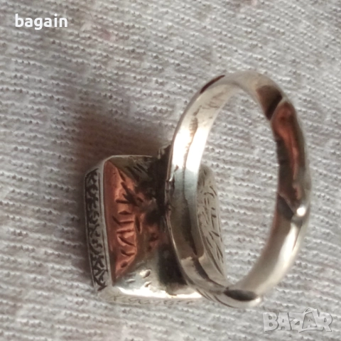 Османски сребърен пръстен с гема- печат., снимка 3 - Пръстени - 52138997