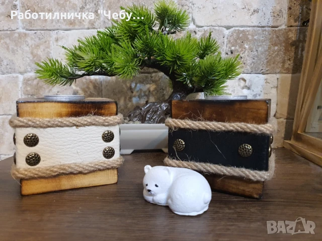 Дървени свещници, снимка 5 - Декорация за дома - 50750345