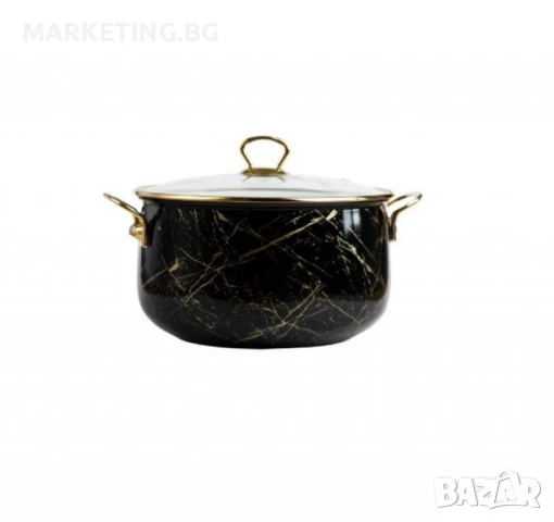Тенджера Goldmann 24x15см.\6.2л.. Емайл. Индукция. Черен/Старо злато, снимка 5 - Съдове за готвене - 50442200