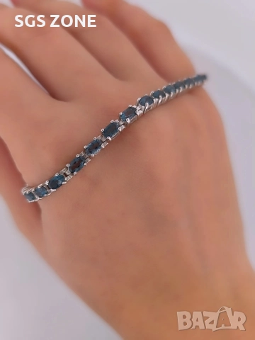 Ръчно изработена сребърна гривна с топаз Лондон, снимка 5 - Гривни - 52582096