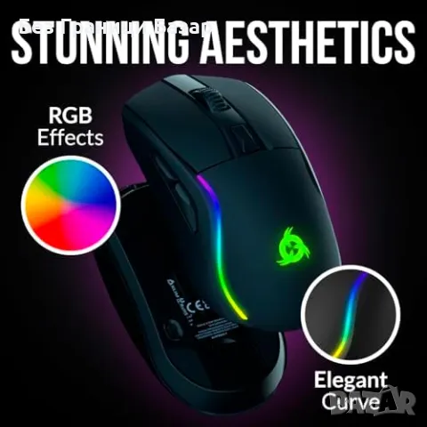 Нова RGB безжична мишка за гейминг с прецизен сензор и ергономичен дизайн, снимка 4 - Клавиатури и мишки - 48519922