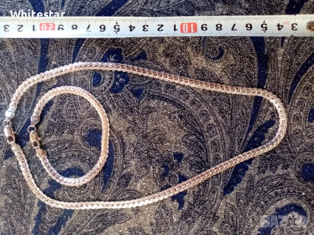 Посребрен мъжки комплект - ланец и гривна