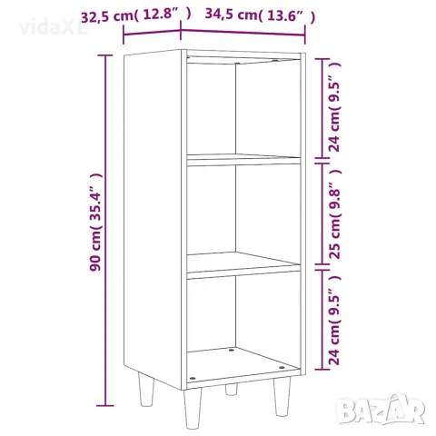 vidaXL Сайдборд, Дъб сонома, 34,5x32,5x90 см, инженерно дърво, снимка 7 - Бюфети - 56148048
